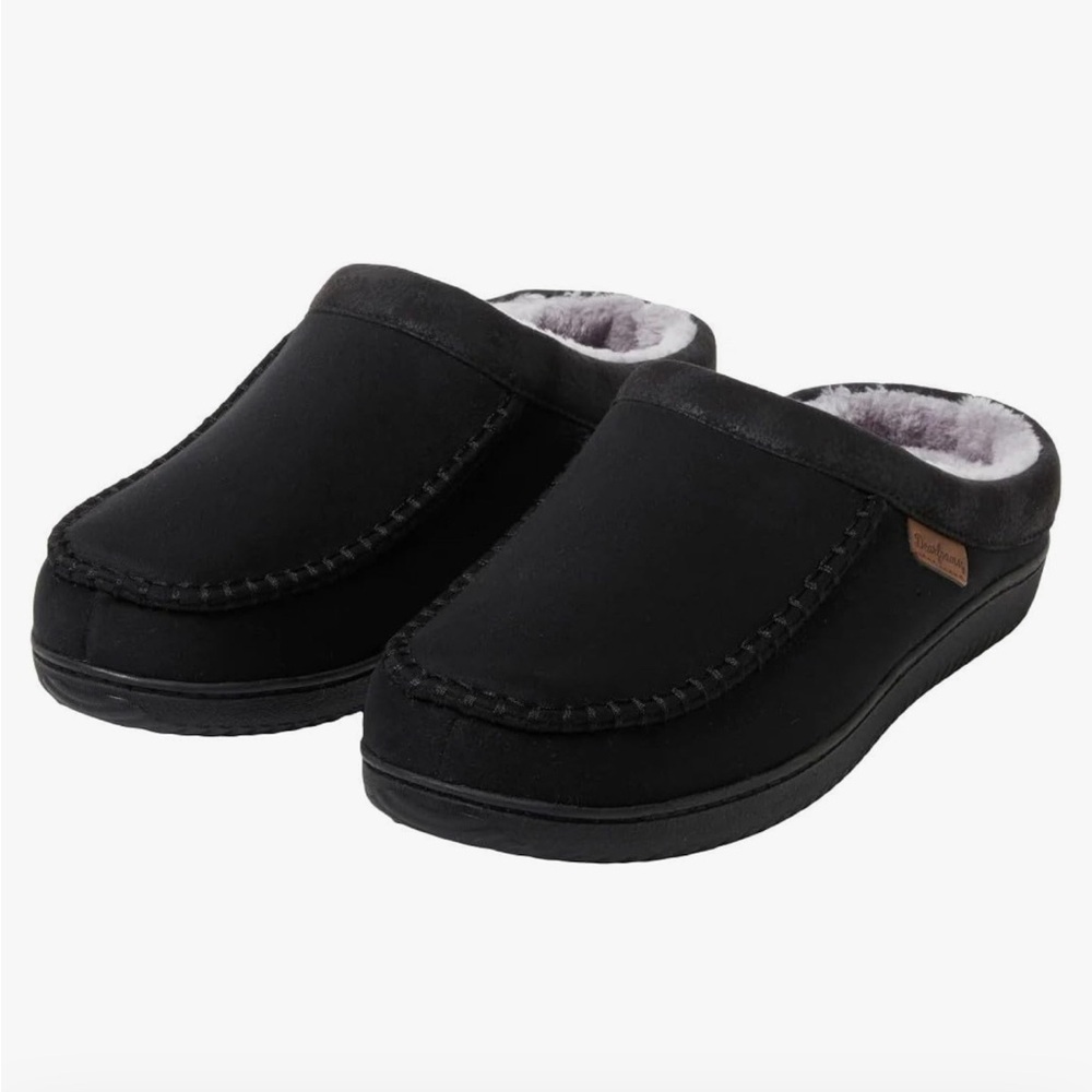 dearfoams Black Slip-On Moccasin Slippers